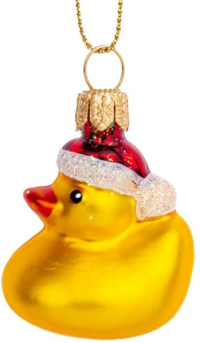 SIKORA BS824M Mini Weihnachtsentchen besondere Weihnachtskugel Glas Christbaumschmuck Deko Figur Weihnachten Anhänger Ornament - Premium Line - BS824M
