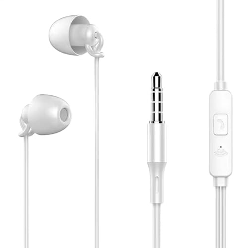 Auricolari per dormire con filo, per dormire lateralmente, con cavo, con cancellazione del rumore, cuffie per dormire in morbido silicone, auricolari in-ear da 3,5 mm per russare, viaggi aerei