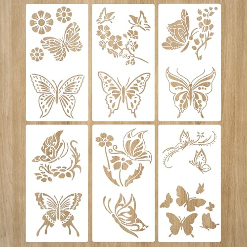 REEKNOKOL 6 plantillas de mariposa reutilizables para pintar y hacer manualidades
