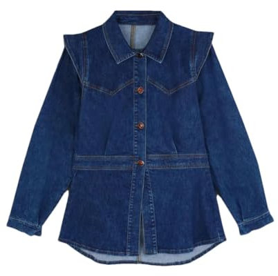 Set di jeans da donna vintage jeans pantaloni denim slim risvolto manica sbuffo vita alta jeans dritti, ONLY JACKET, S
