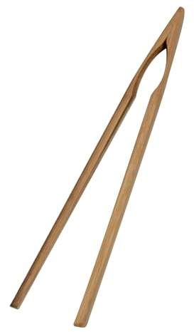 Joyce Chen 6.5-Inch Burnished Bamboo Toaster Tongs with Natural Finish Nonstick Safe Serving Tongs for Toast and Pastries