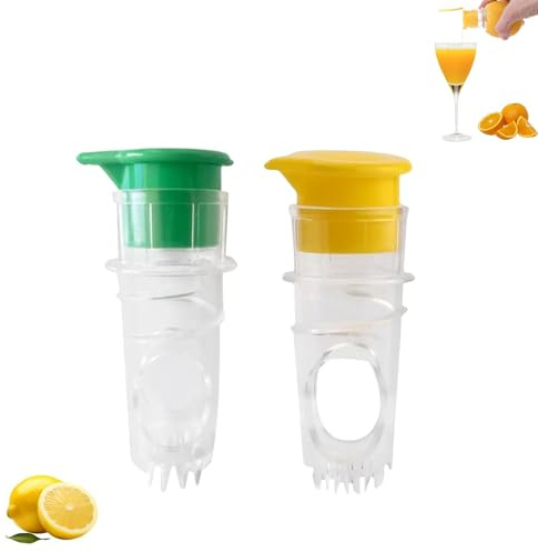 ZhouWei 2 Piezas Exprimidor Limon Manual Kit,Exprimidor Manual de Jugo con Tapa de Rosca Resistente y Duradero Lemon Squeezer, para Naranja Limón Lima y Cítricos (Amarillo y Verde)