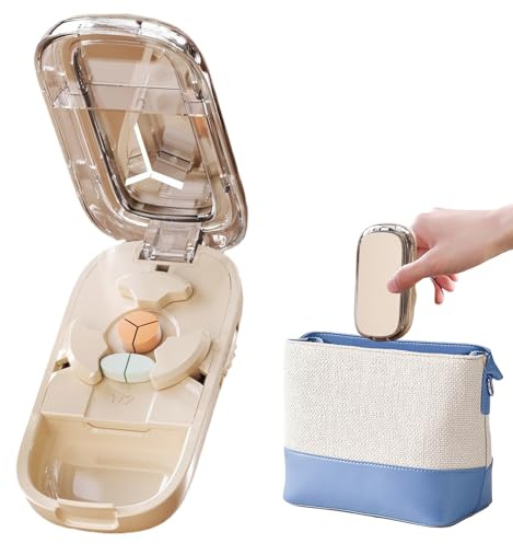 Dopsyesn Coupe-Médicament - Coupe-Comprimés pour Petits et Grands,Boîte à Médicaments avec Broyeur Organisateur pour Voyage Sac à Main Sénior Animaux de Compagnie