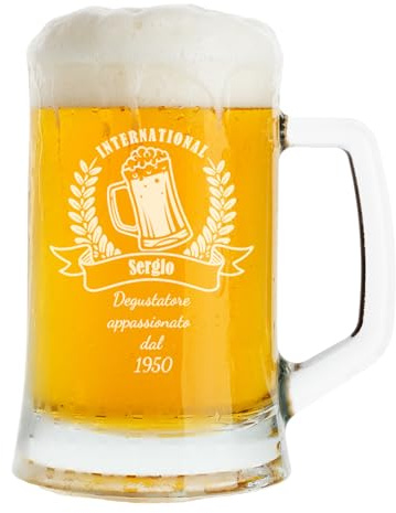 Lasertricks Boccale Birra Personalizzato Inciso nel Vetro – Bicchiere Birra con Nome, Idea Regalo per Uomo, Compleanno e Occasioni Speciali