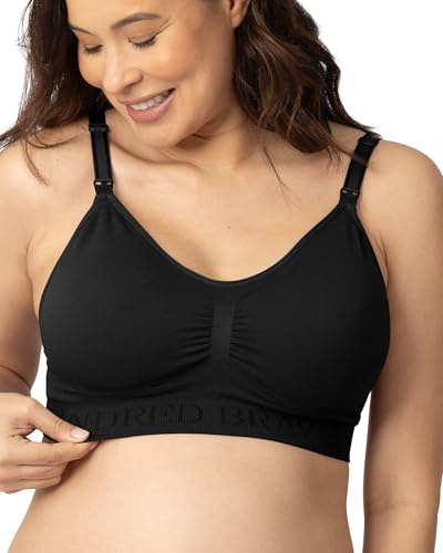 Kindred Bravely Sublime Simply Nursing Bras for Breastfeeding, Adjustable, Seamless & Wireless Maternity Bra (Black, Large)