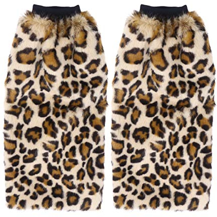 Toyvian 40cm Faux Fur Leg Warmer Boot Covers for Women Girls Leopard