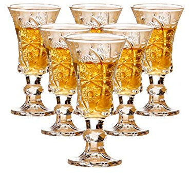 Glsairy Round 1.3-Oz Cordial Glasses, Lead-Free Sherry Glasses, Clear Heavy Base Shot Glasses (Set of 6)