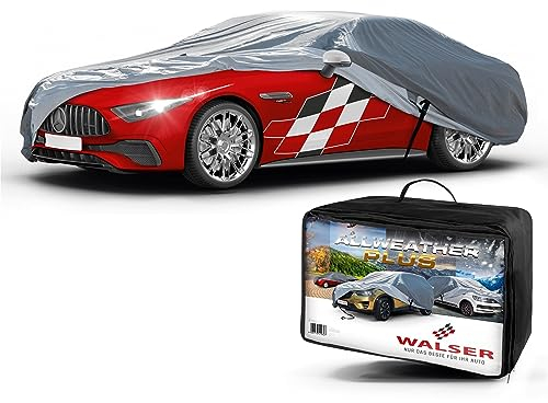WALSER Bâche Premium All Weather Plus, bâche enduite de PVC, Bâche Automobile résistant aux UV, Bâche Complet imperméable à l'eau pour Voiture Taille 2 Gris
