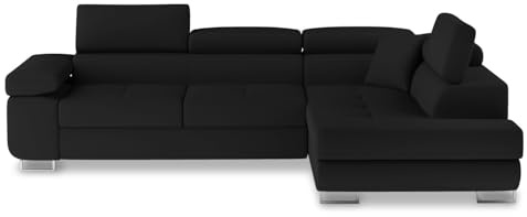 INTENSE DECO Canapé d'angle Droit Convertible Marius Noir