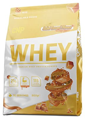 CNP Professional Premium Whey Protein Powder 2kg & 900g, 21g Protein, Low Carb, Easy Digestion, 66/30 Servings, Vegetarian, Halal, 12 Great Flavours (900g, Salted Caramel)