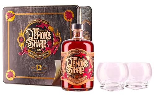 The Demon's Share 12 Years Old in Geschenkverpackung mit 2 Gläser | Rum aus Panama | 41,0% Vol. | 0,7 Liter