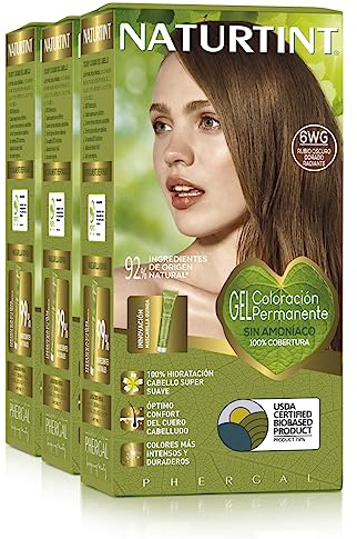 Naturtint Biobased | Haarfarbe Oohne Ammoniak | 6WG Strahlendes Golden Dunkelblond | Hoher Anteil an natürlichen Inhaltsstoffen | 3er Pack | 510 ml…