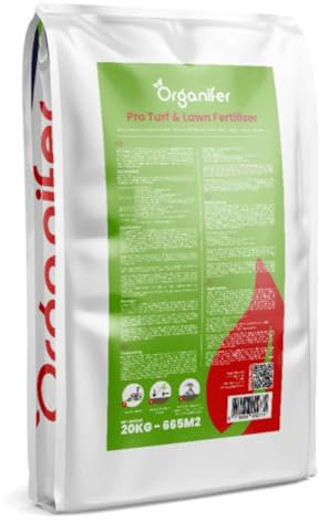 Engrais Pro Turf & Lawn (20 Kg - 665 M2) - Spécialement Pour Grandes Pelouses - Terrains De Sport Et Terrains De Golf - Libération Progressive - Npk+Mg+S (20+5+8 +4 +9) - Organifer