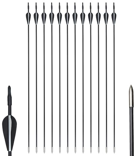 Toparchery 12/24 flèche en Fibre de Verre pour Le tir à l’Arc 31 Pouces flèches en Fibre de Verre flèches de Chasse flèches d’Arc pour Arc recourbé Sports Arc Colonne vertébrale 800 (12)