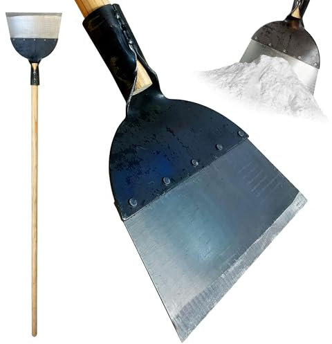 CottageWright Heavy Duty Snow Shovel with 120cm Wooden Handle, Durable Metal Blade, Flat Lip Design for Efficient Snow, Ice Removal and Weeding