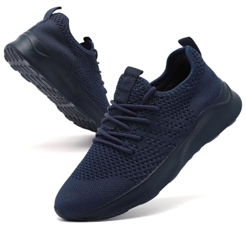DLWKIPV Mens Trainers Slip On Sneakers Breathable Cushioned Dark_Blue 5.5