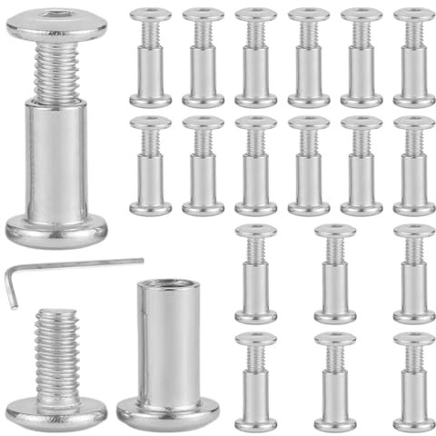 20 Pièces Vis D'assemblage M8 × 25 mm, Robustes et Faciles à Utiliser, Vis Assemblage Meuble avec Clé Hexagonale, Vis à Douille, pour Meubles, Armoires, Planches en Bois (Argent)