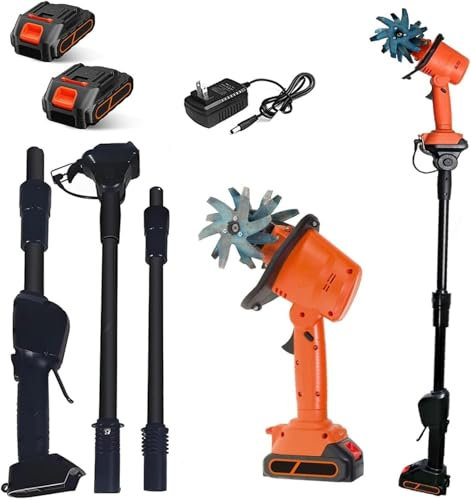 Motobineuse Électrique sans Fil,24V Portable Motoculteur avec Batterie Rechargeable au Lithium et Perche télescopique,Largeur/Profondeur de Travail 10/10 cm,Cultivateur pour Potager,Yard