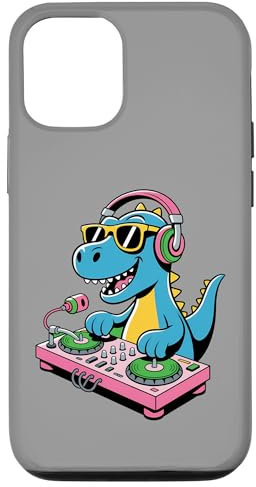 Tocadiscos DJ Dino Funny Music Lover Dinosaur Vibes Carcasa para iPhone 12/12 Pro
