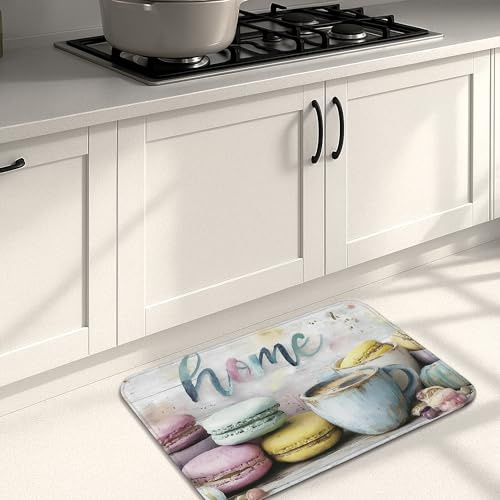 Tapis de cuisine vintage macarons doux pour sol, couleurs pastel, tapis rembourré confortable, lavable, antidérapant pour cuisine, évier, buanderie, salle de bain, 40,6 x 61 cm