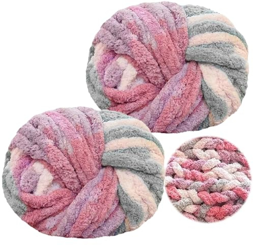 Bocguy Chunky Yarn, 250gx2 de lana gruesa para tejer a mano, hilo de lana grueso, ovillo de lana de gran trama XXL, lana gruesa de trama para mantas, bufandas, sombreros, cojines