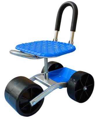 Taburete de jardín con ruedas, altura ajustable, taburete giratorio de 360 grados para jardín, garaje, camping al aire libre
