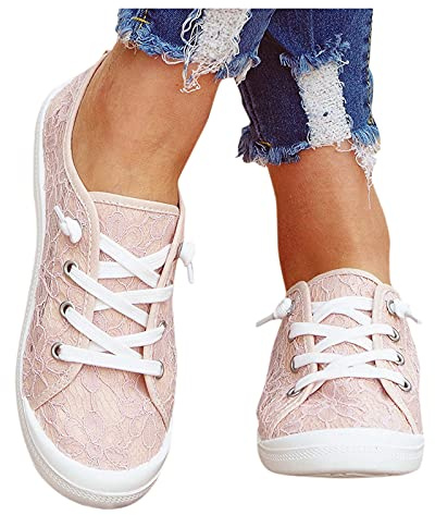 Generisch Scarpe da donna in rete, scarpe basse, scarpe da ginnastica bianche, eleganti scarpe da donna in pizzo, scarpe da sposa, leggere, comode, estive Dirndl