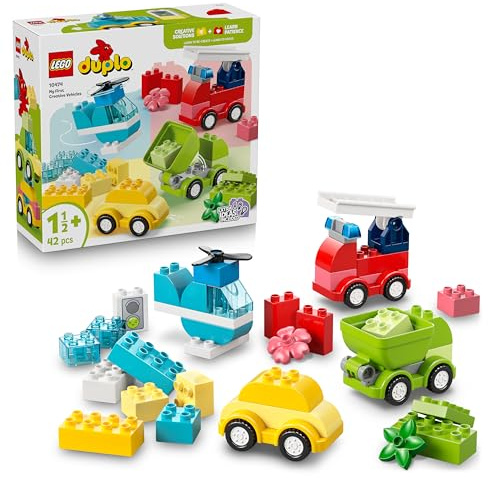 LEGO Duplo My First Les Véhicules Créatifs - Jouet Éducatif pour Bébé sur Le Tri des Couleurs - Voiture & Camion - Développement de la Motricité Fine - Cadeau pour Garçon ou Fille dès 1 an 10474