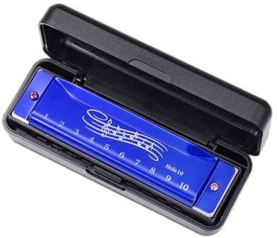 Blues - Tasto per armonica diatonica a bocca – Giocattolo musicale blu a 10 fori in , dispositivo di gioco con toni chiari, per l'apprendimento del ritmo portatile, kit iniziale per la