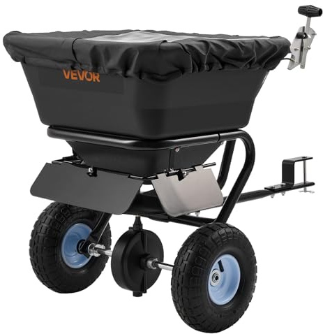 VEVOR Spandiconcime a Spinta Larghezza di Spandimento 3 m, con Pneumatici Fuoristrada da 254 mm, Controllo del Flusso Regolabile, Tramoggia con capacità di 38,6 kg, per Prato per Fertilizzanti, Semi