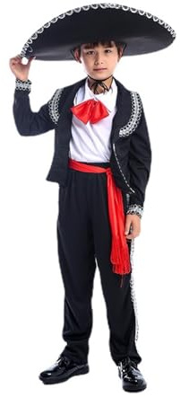 Tenue Folklorique Mexicaine garçon, Costume de Danse, Ensemble Traditionnel, pour Spectacle, de 4 à 12 Ans