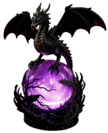 Gotisk drake LED kristallboll för mörk estetisk dekor, fantasy harts drake nattlampa, häxande bord, USB-driven mystisk klotlampa för sovrum hylla altare halloween dekoration