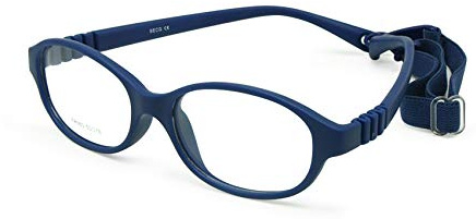 EnzoDate Marco de gafas Boy con correa Tamaño 50/16 de una pieza Sin tornillo Seguro, lentes flexibles para niñas flexibles, gafas ópticas para niños durante 9+años