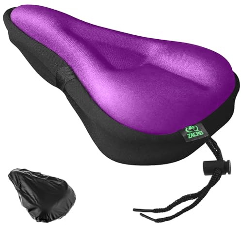 Zacro Bike Seat Cushion - Gel Padded Bike Seat Cover for Men Women Comfort, Extra Soft Exercise Bicycle Seat Compatible with Peloton, Outdoor & Indoor Bike Saddles