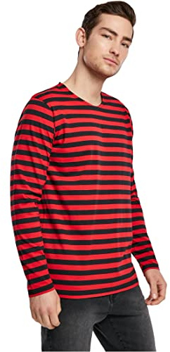 URBAN CLASSICS Camiseta de Rayas para Hombre, Camiseta de Manga Larga de Algodón Single Jersey, Moda Urbana Callera, Distintos Colores y Tallas S - 3XL