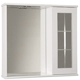 Mama Store SPECCHIERA Bagno con Inglesina e Luce LED-Bianco Lucido Laccato, L. 69 CM X P. 16 CM X H 64 CM