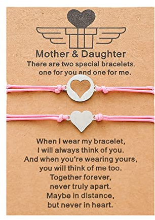 LuLiyLdJ Pulsera de la amistad Para que las mejores amigas den regalos a damas y niñas I pulsera de tela 2 personas con colgante de corazón chapado en oro