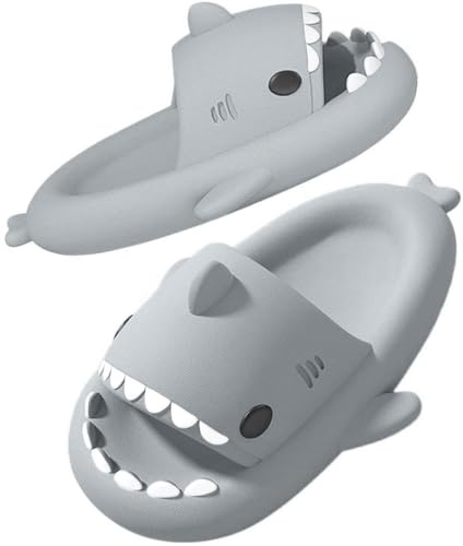 SAGUARO Claquettes Homme Femme Maison Chaussons Requin Adulte Piscine Plage Confortable Pantoufles Bain Douche Antidérapantes Chaussures Requin Gris 42/43