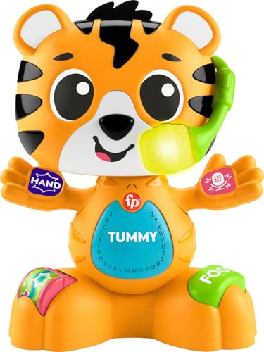 Fisher-Price Jouet d’éveil Sync Squad Tigre Parties du Corps pour bébé et tout-petit avec sons et lumières, à partir de 9 mois, version française, HYL00