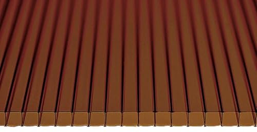 Gewächshausplatten 7 STK: 1000x700 Polycarbonat Doppelstegplatten 10 mm Rauchig-braun - UV-beständige Polycarbonatplatten Für Gewächshaus - Robuste Polycarbonat Doppelstegplatten Für Carports