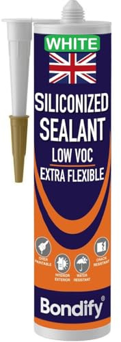 BONDIFY Sigillante Impermeabile per Finestre Bianco, Interni ed Esterni Silicone Acrilico Verniciabile Bianco 500g SENZA SOLVENTI Silicone Acrilico Sigillante per Crepe e Fessure, Bagno Cucina, Porta