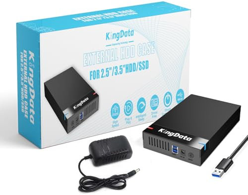 KingData Hard Drive Enclosure, USB 3.0 to SATA HDD Caddy for 3.5 inch SSD HDD with DC Power Adapter, Docking Station, Tool Free SSD HDD Enclosure with LEDS for Windows, Linux, Mac OS, PS4, Xbox
