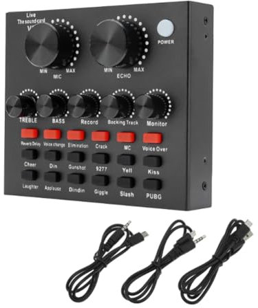 Jrifedptry V8 - Tarjeta de sonido con cambio de voz, transmisión en vivo, karaoke, auriculares de karaoke, grabación de tarjeta de sonido externa en vivo, para casa móvil, KTV