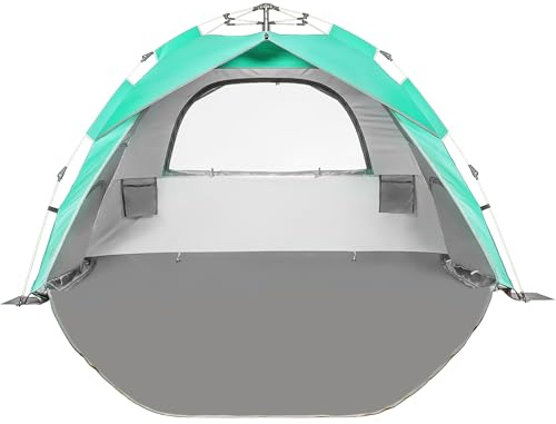 Arkali Beach Tent Pop Up Beach Sun Shade Tent with UPF 50+ UV Protection, Removable Floor Zippered Privacy & Ventilation Sun Shelter Family 3 to 4 Person, Green