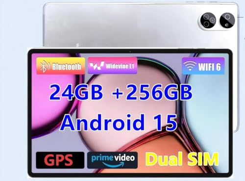 TANYIMING TYD Android Tablet 10.1 Inch, 4G LTE Dual SIM, 24GB RAM 256GB Storage, Supports Extend 1TB, IPS Touchscreen, Dual Camera, WiFi/WLAN/Bluetooth/GPS, TYD-109pro (Silver, 256, GB, GB, 24)