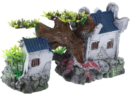 UTHCLO Résine Décorative Maison sous Aquarium Cachette Simulée Résine Ornement Compact et Facile à Nettoyer pour Poissons
