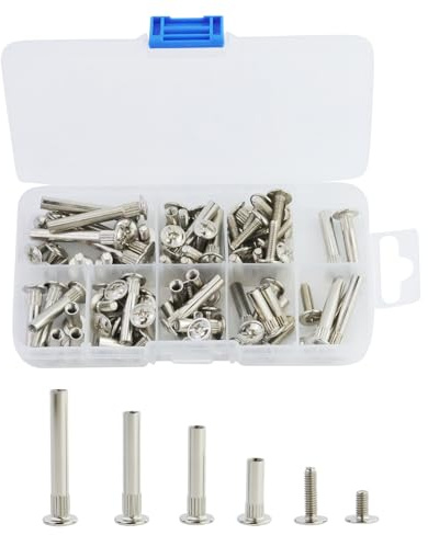 40 viti a manicotto Φ5 mm con viti M4, viti di collegamento, viti per mobili, connettore per mobili, viti di legatura, in acciaio nichelato, per armadi