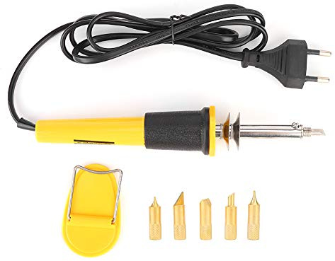 Hyuduo Elektrisk Träbrännare Pyrografi Penna Träbränning Verktyg 40w 400 ℃ med 5 Löd Spetsar för Läder trä Hantverk Ergonomiskt Gummihandtag
