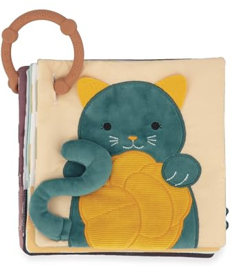 Kaloo - 5 Contrasting Sensory Awakening Cards - Reversible and Detachable Cards with Teething Ring - 6 Different Materials - Baby Sensory Toy - Washable - From Birth - K227005