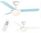 MiniSun | 42/106cm Modern Blue/Cream Reversible Blade Ceiling Fan with Frosted Opal Shade | Ceiling Fans with Lamps, Home Décor & Improvement Essential